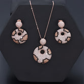 Rose Gold Leopard Mark Cubic Zirconia Round Shape Necklace